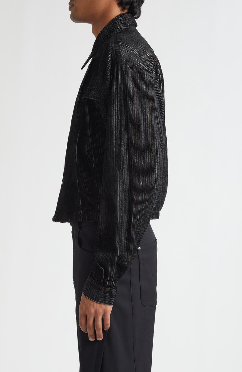KIKO KOSTADINOV Kraner Stripe Velvet Crop Snap-Up Shirt, Alternate, color, Melange Black