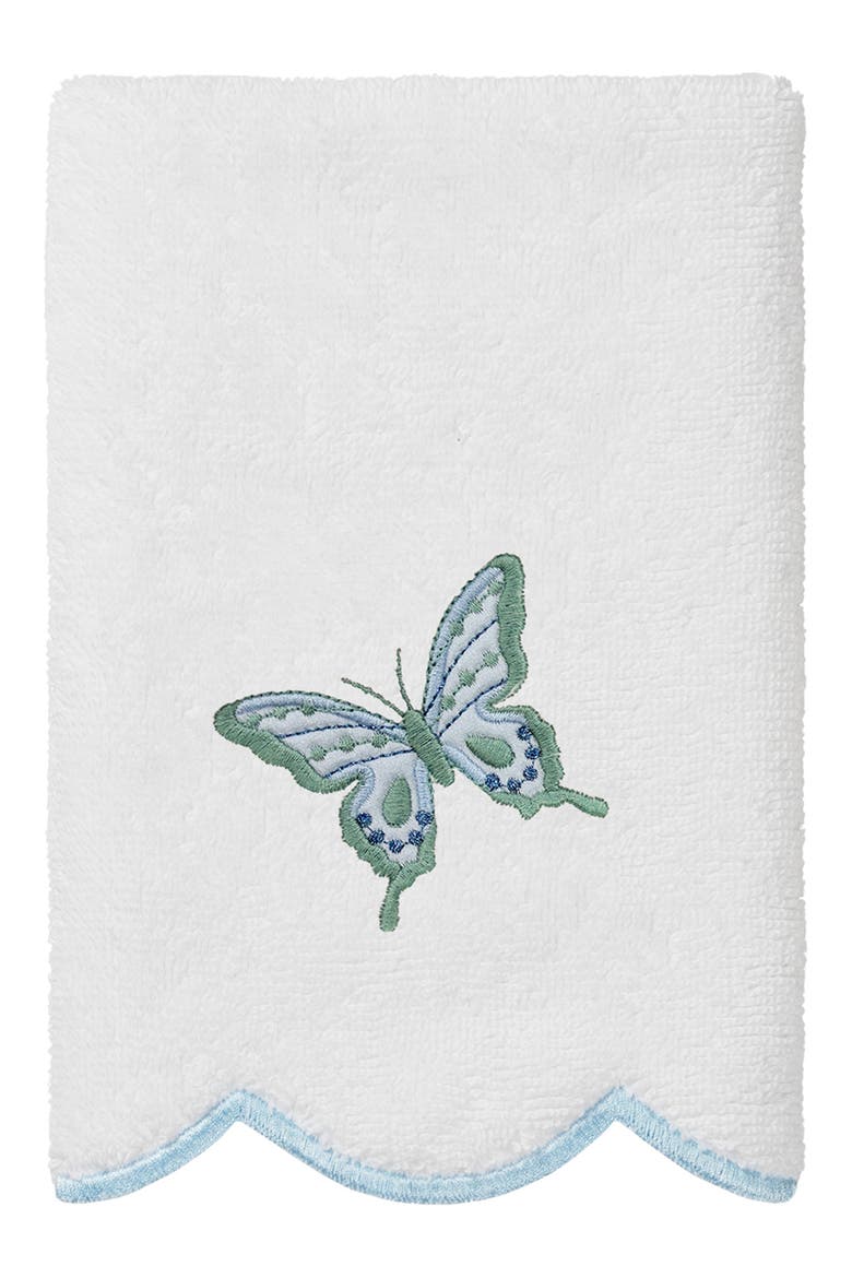 6-Piece Brittney Embroidered Turkish Cotton Towel Set, Alternate, color, WHITE/ BLUE