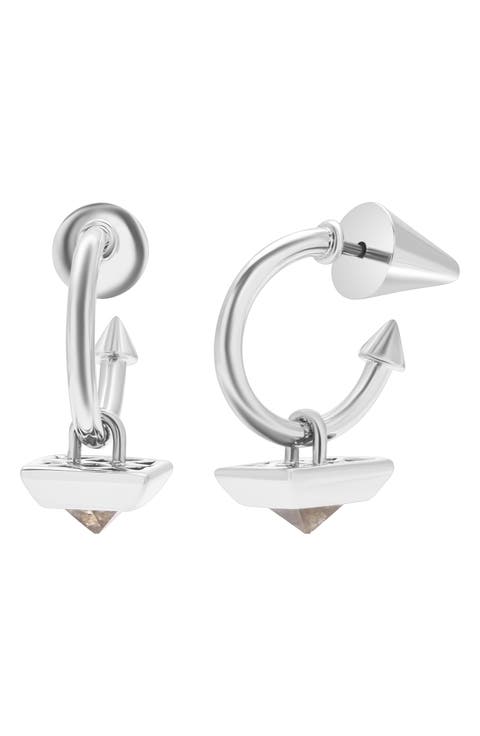 Pyramid Charm Hoop Earrings