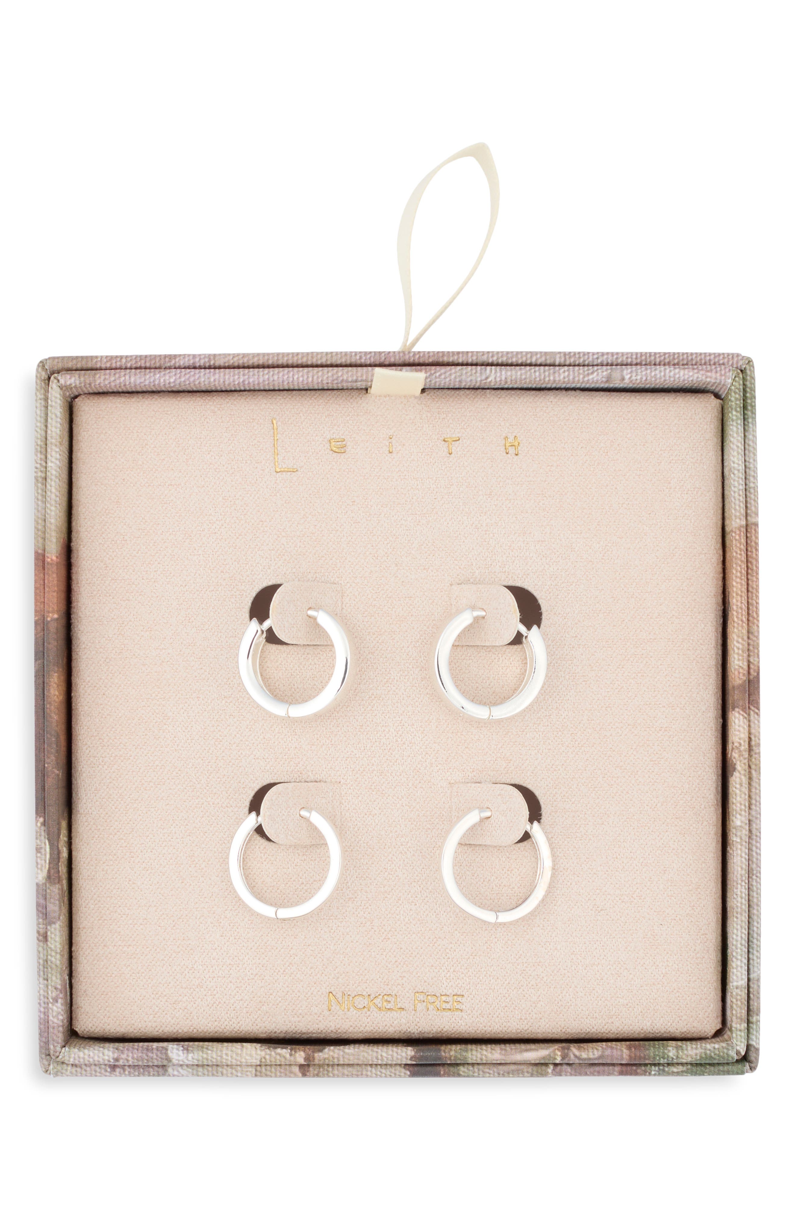 Leith Set Of 2 Huggie Hoop Earrings In Silver