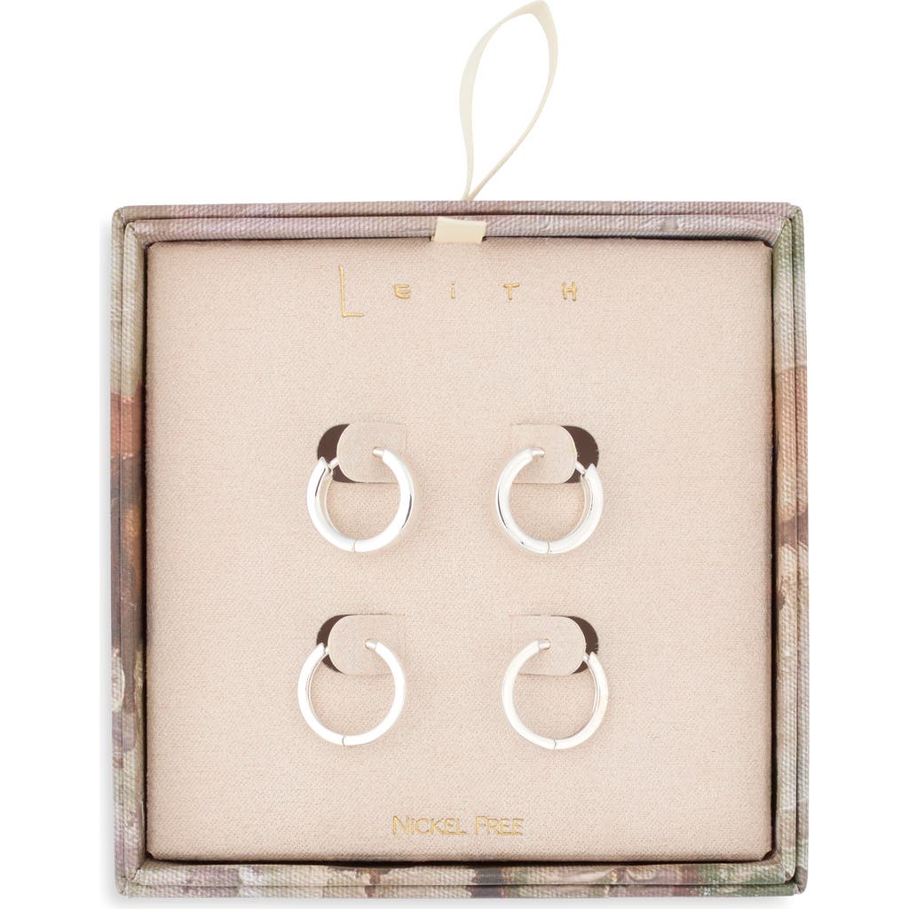 Leith Set Of 2 Huggie Hoop Earrings In Silver
