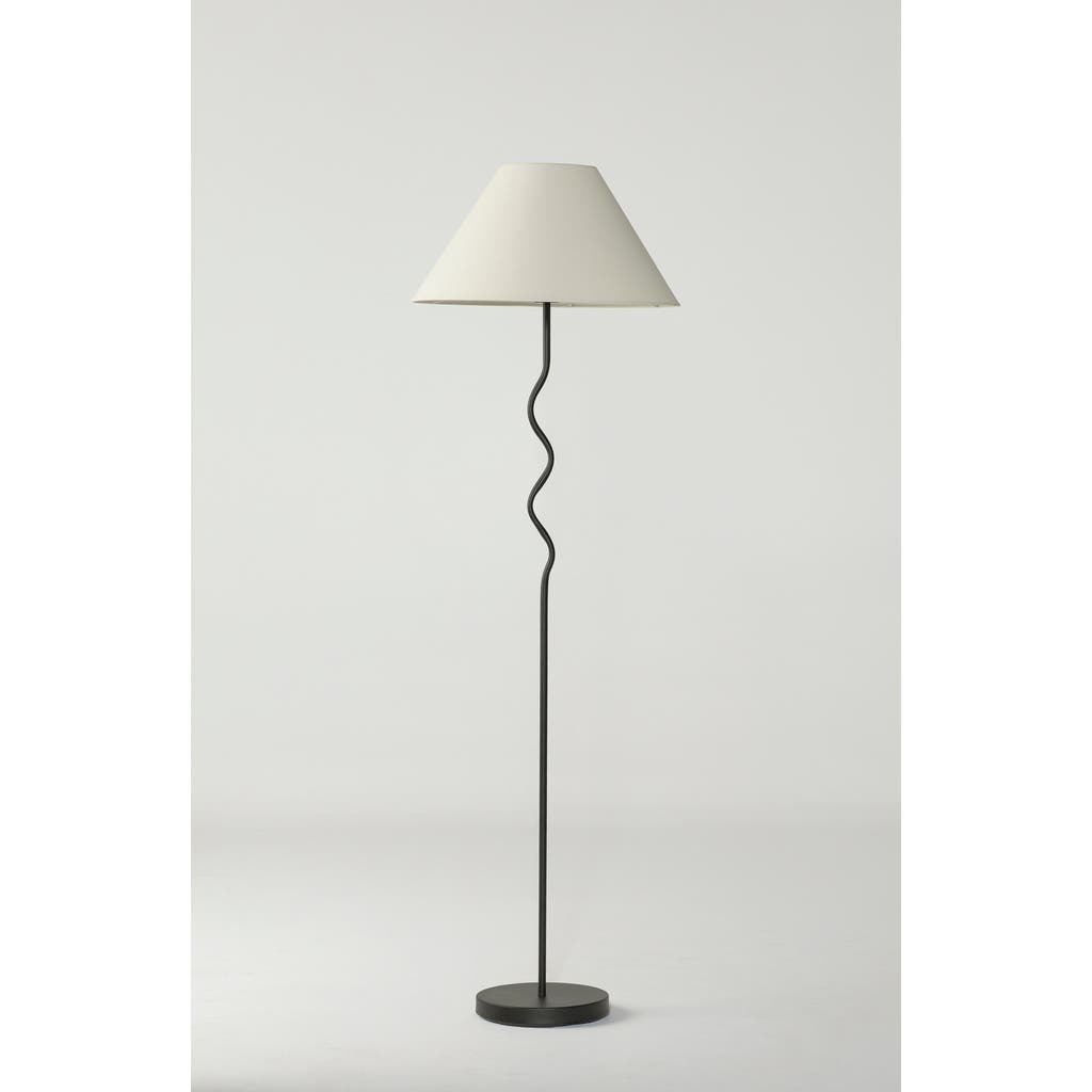 Brightech Squiggle 62' Led Modern Wavy Floor Lamp With Fabric Shade In Classic Black
