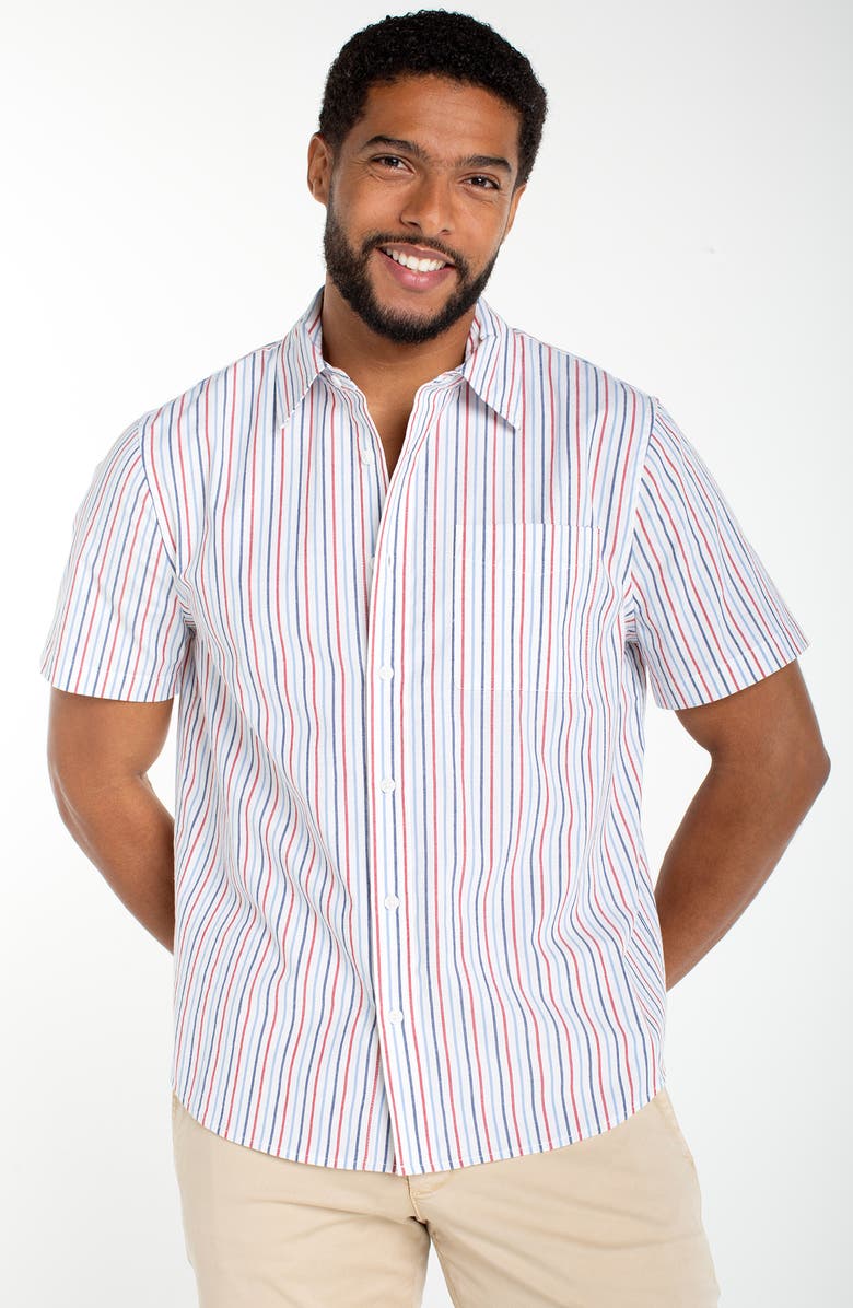 Liverpool Los Angeles Short Sleeve Stretch Cotton Button-Up Shirt, Alternate, color, 