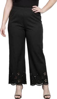Standards & Practices Floral Eyelet Hem Pull-On Pants