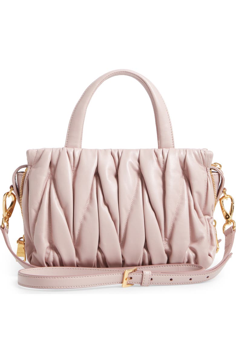 Miu Miu Small Matelassé Nappa Leather Satchel, Alternate, color,