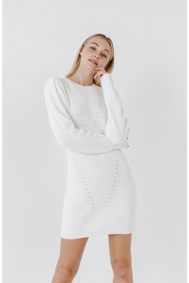 Long Sleeve Sweater Dress, Alternate, color, IVORY