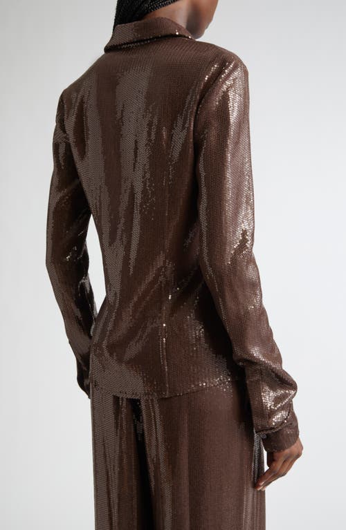 Michael Kors Collection Hansen Sequin Embellished Button-up Shirt In Brown