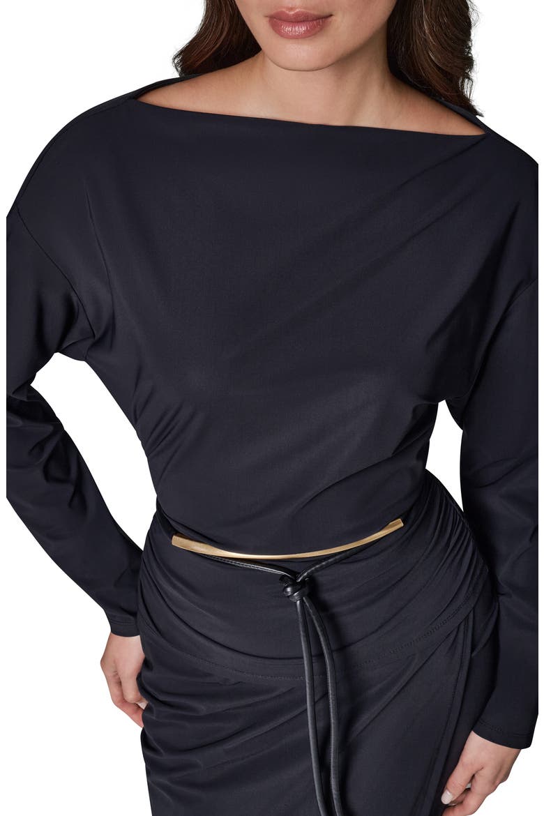 Front Slit Long Sleeve Dress, Alternate, color, BLACK