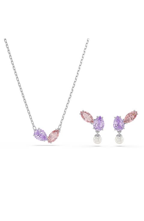 Multicolor Crystal Earrings & Necklace Set