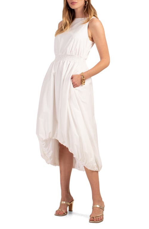 Trina Turk Sought After Sleeveless Bubble Hem Midi Dress In White