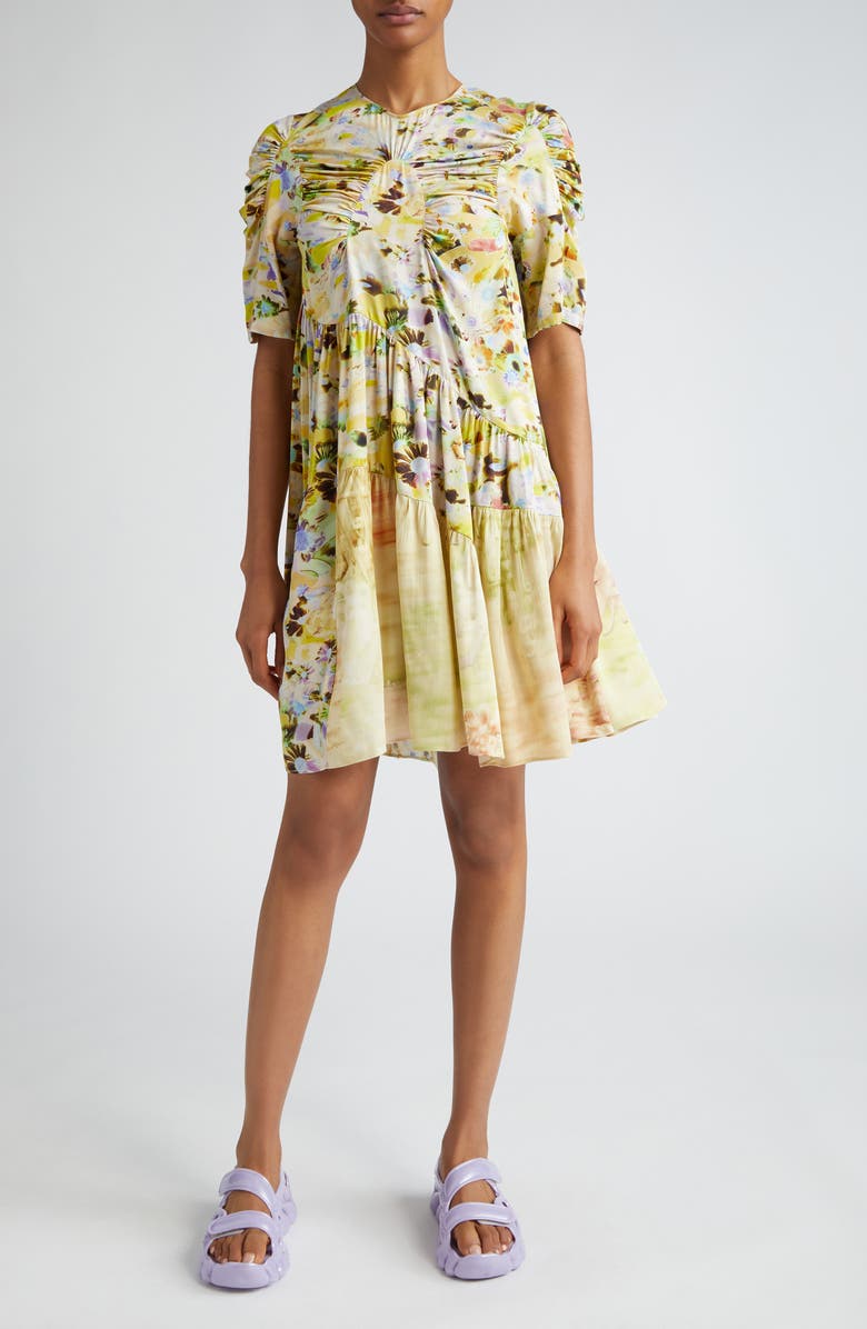 Collina Strada Arc Floral Short Sleeve Dress, Main, color, Puzzle Flower