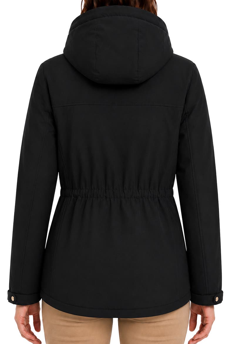 Water Resistant Faux Fur Lined Softshell Jacket, Alternate, color, BLACK