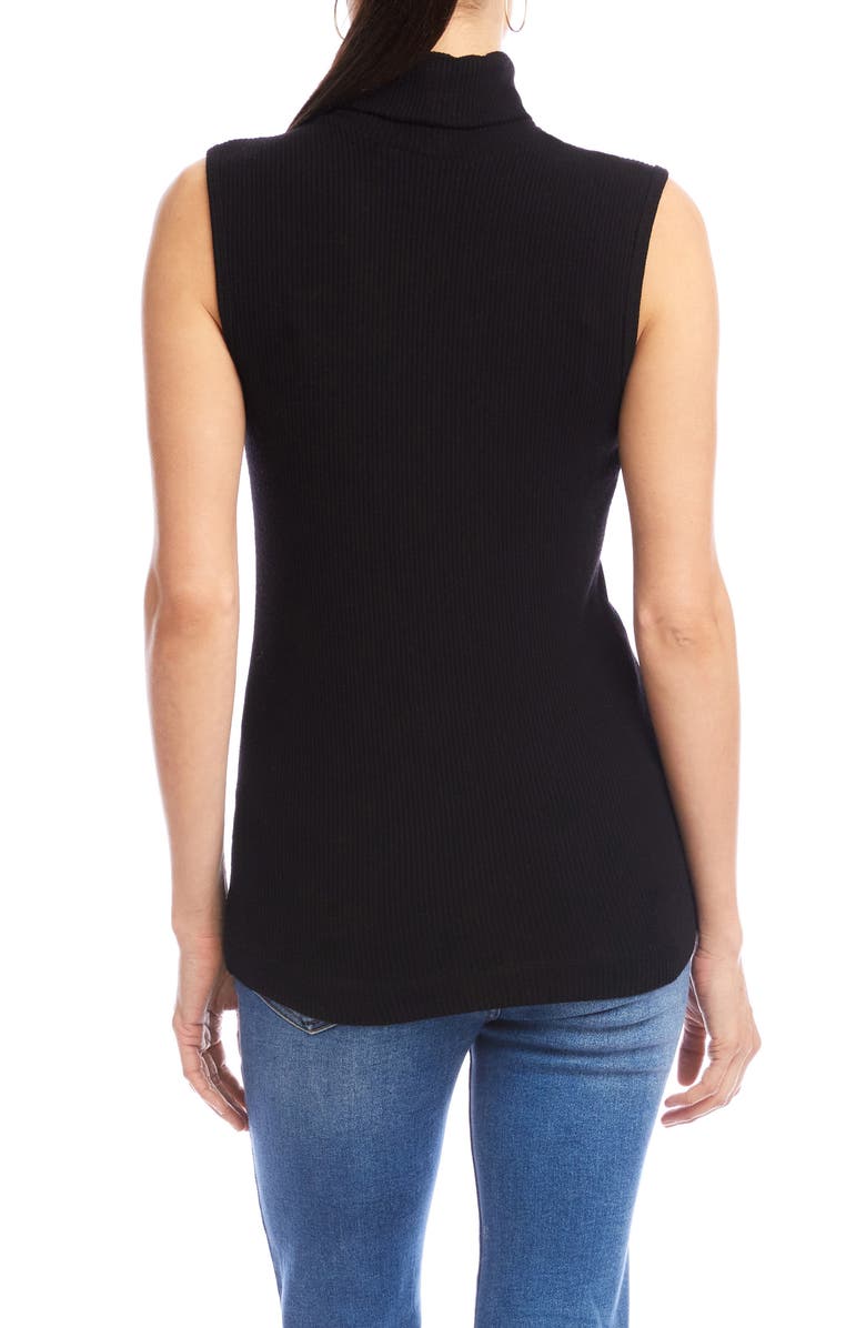 Karen Kane Turtleneck Rib Sleeveless Top, Alternate, color, Black