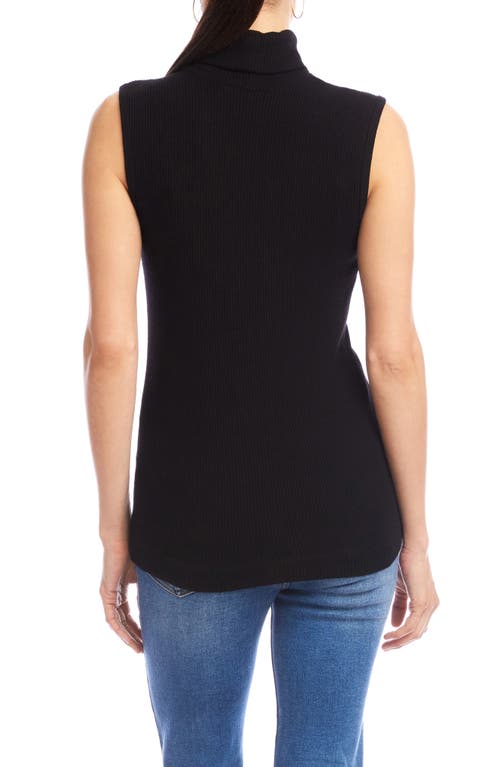 Karen Kane Turtleneck Rib Sleeveless Top In Black