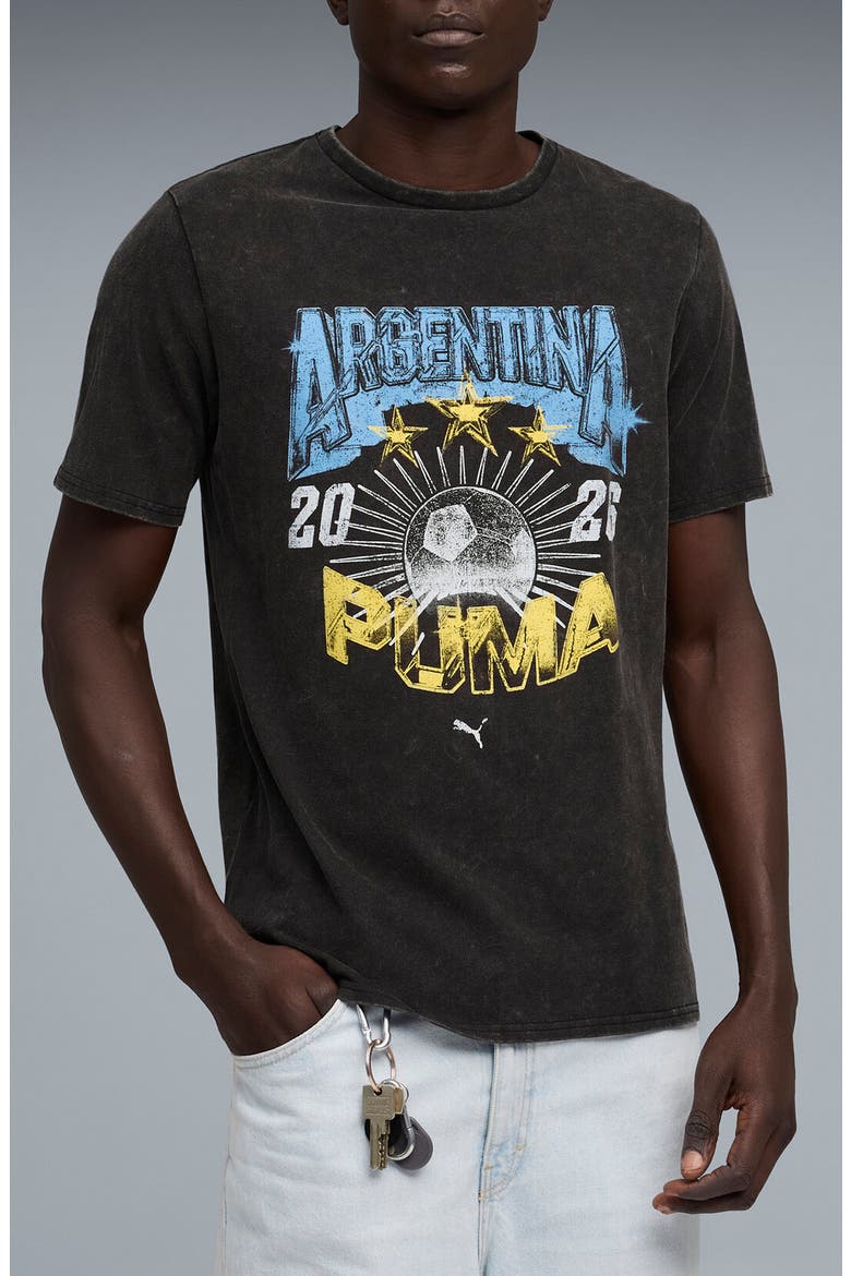 Fanpack '90s Bespoke Argentina Cotton Graphic T-Shirt, Main, color, PUMA BLACK/ TEAM LIGHT BLUE
