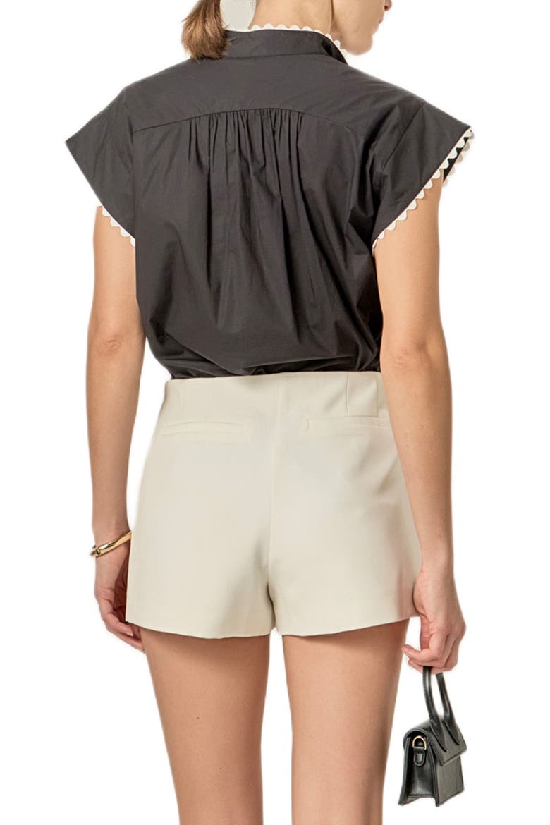 Rickrack Trim Button-Up Top, Alternate, color, BLACK/ WHITE