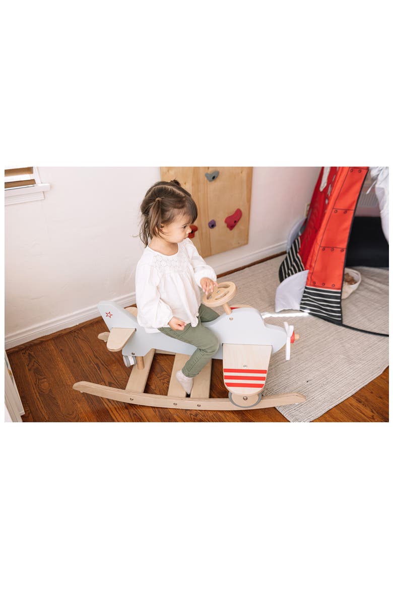 by Asweets Wood Airplane Rocker N Ride On, Alternate, color, NO COLOR
