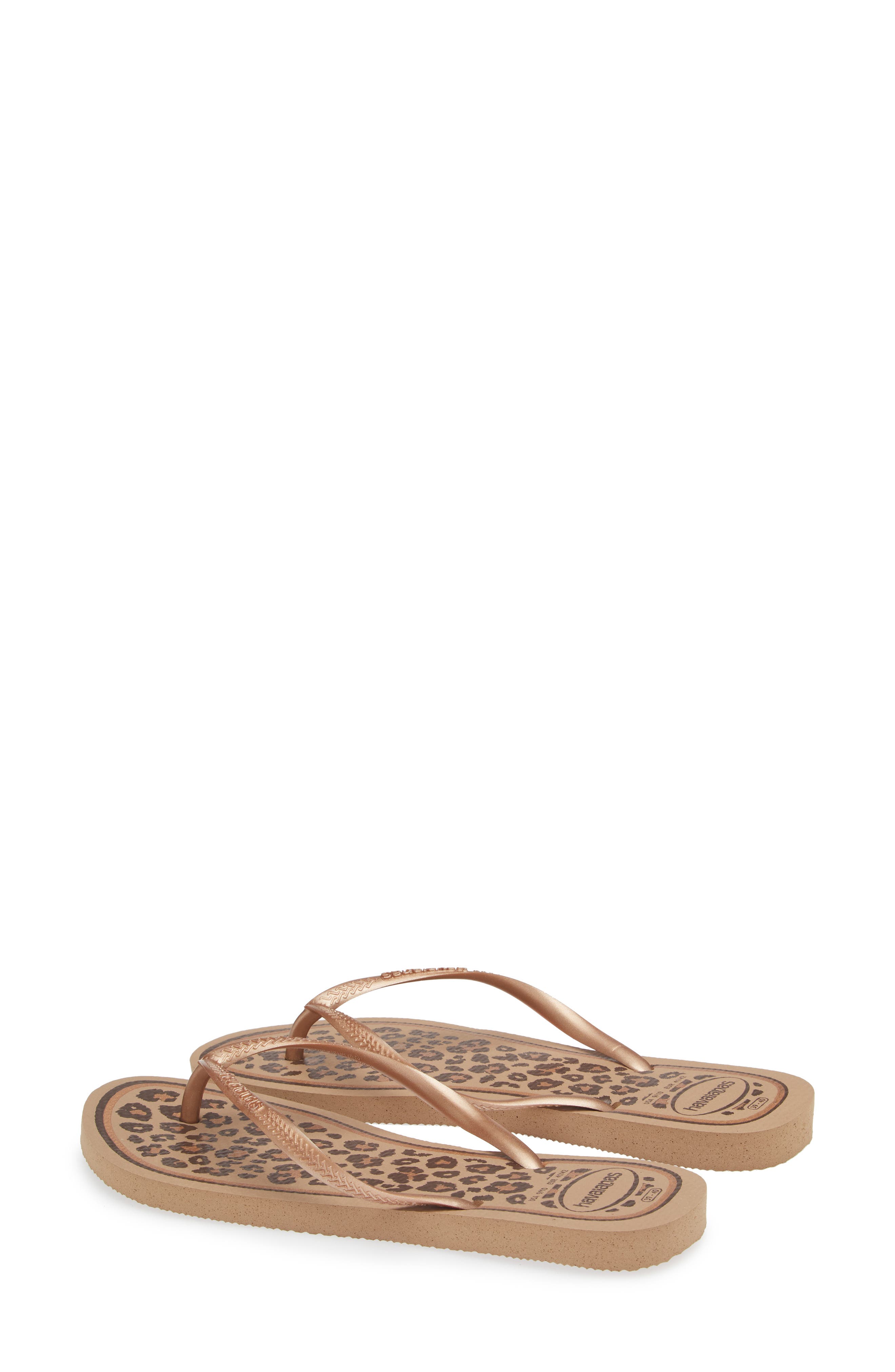 Havaianas Slim Animal Print Flip Flop, Alternate, color, Rose Gold/Rose Gold