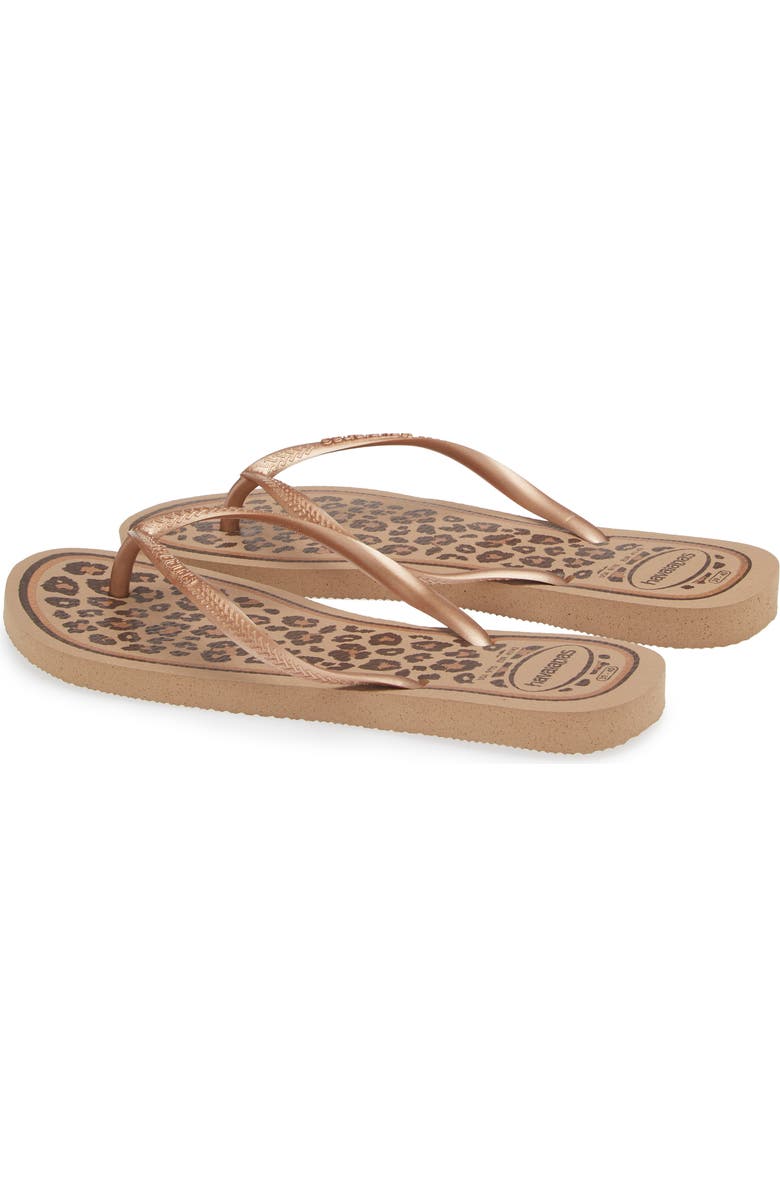 Havaianas Slim Animal Print Flip Flop, Alternate, color, Rose Gold/Rose Gold