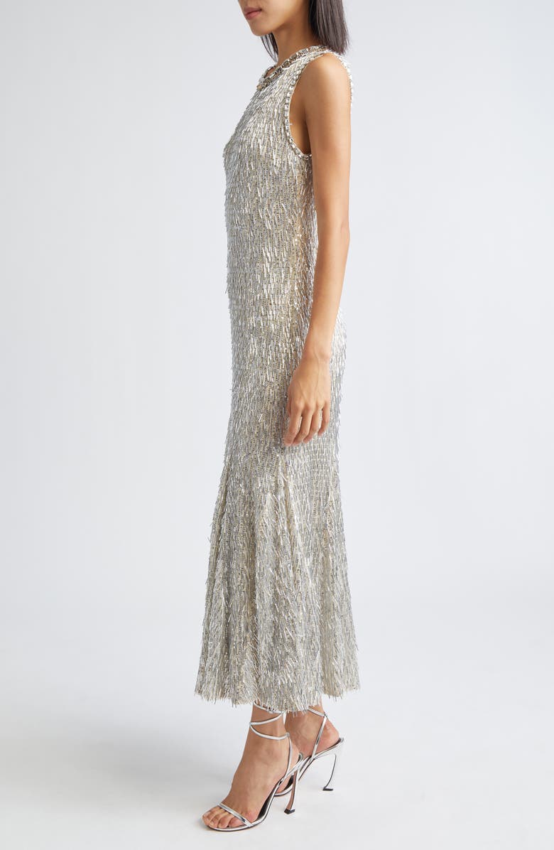 Cinq à Sept Izara Sequin Beaded Dress, Alternate, color, Silver