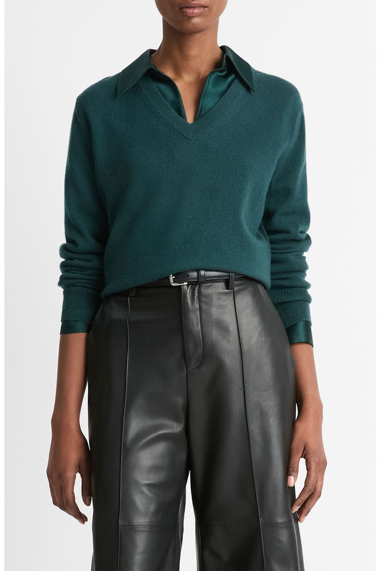V-Neck Cashmere Sweater, Main, color, JUNIPER
