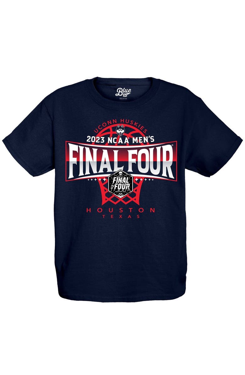 BLUE 84 Youth Blue 84  Navy UConn Huskies 2023 NCAA Men's Basketball Tournament March Madness Final Four T-Shirt, Alternate, color, 