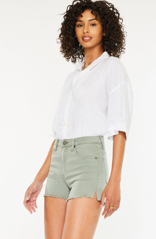 Kancan Sugar High Rise Denim Shorts In Olive