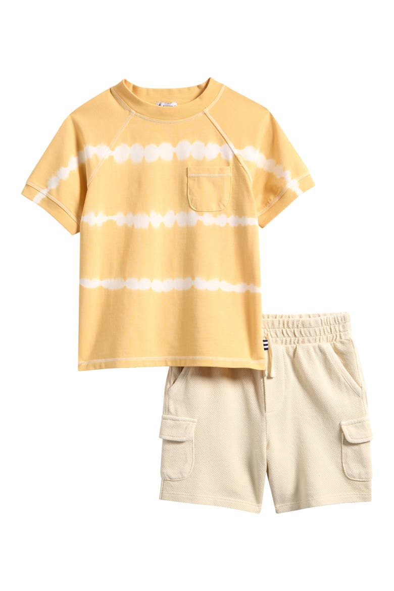 Kids' Sunny Tie Dye T-Shirt & Cargo Shorts Set, Main, color, SUNNY YLW T DYE