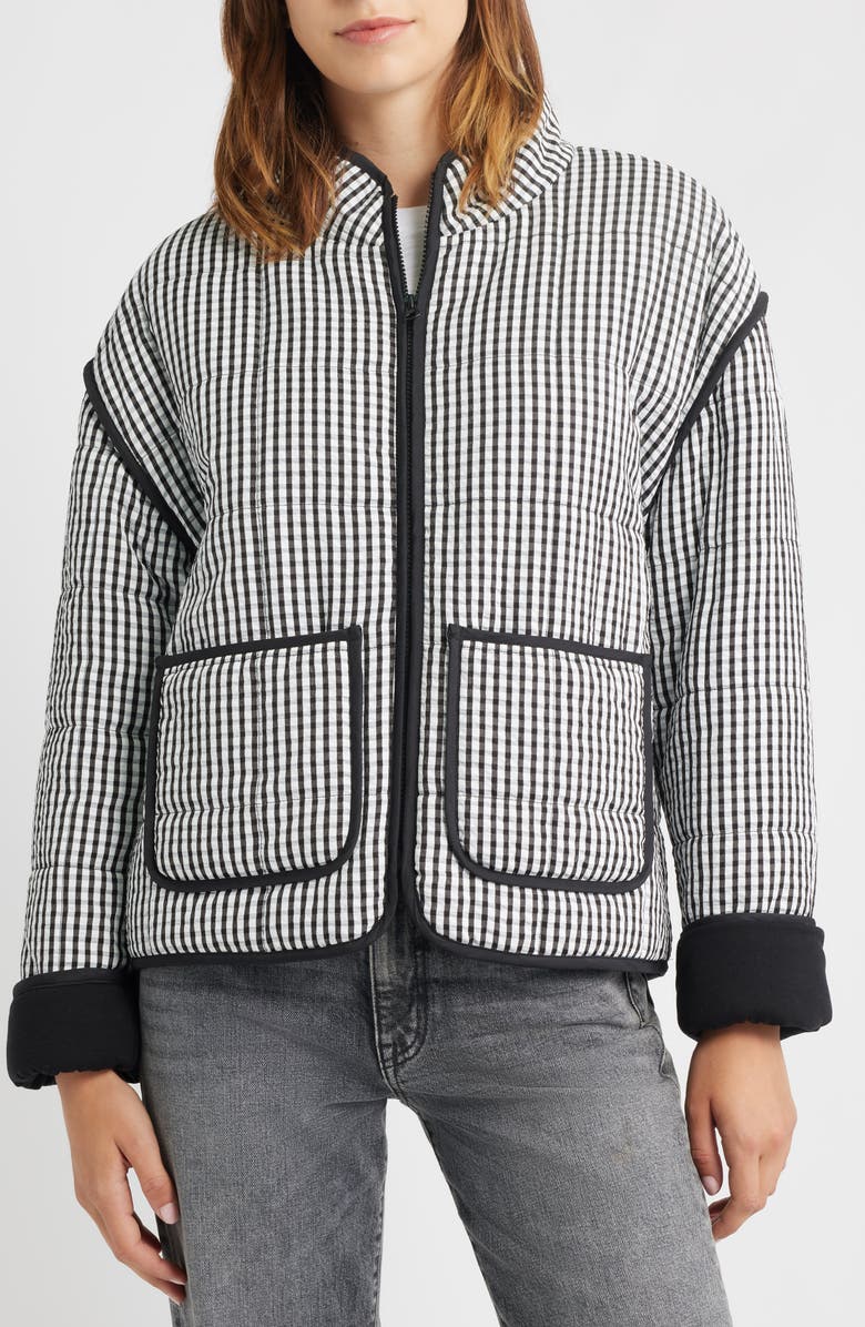 Thread & Supply Quilted Jacket, Alternate, color, Black White Gingham