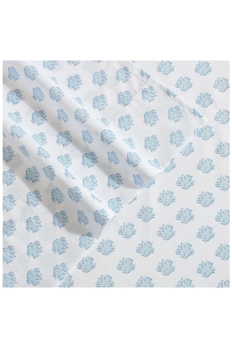 Coastal Coral Print Microfiber Sheet Set, Alternate, color, LT-PASTEL BLUE