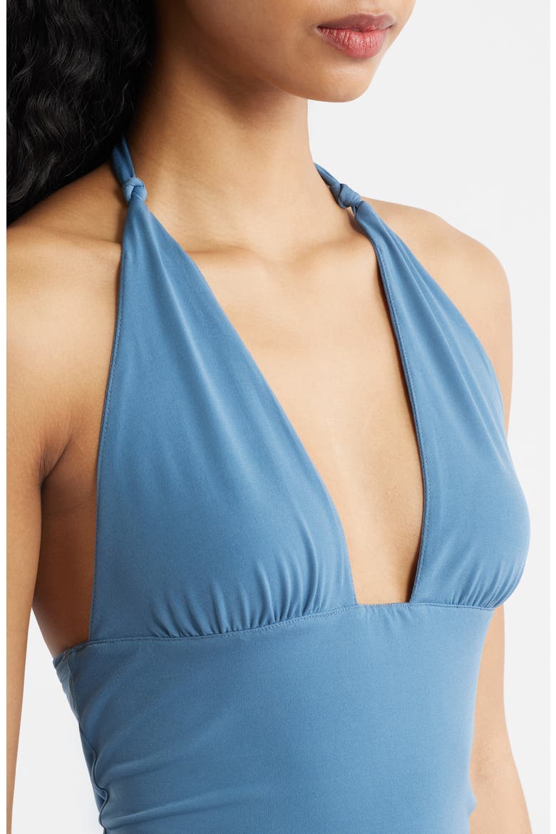 Jade Knit Plunge Halter Neck Top, Alternate, color, BLUE