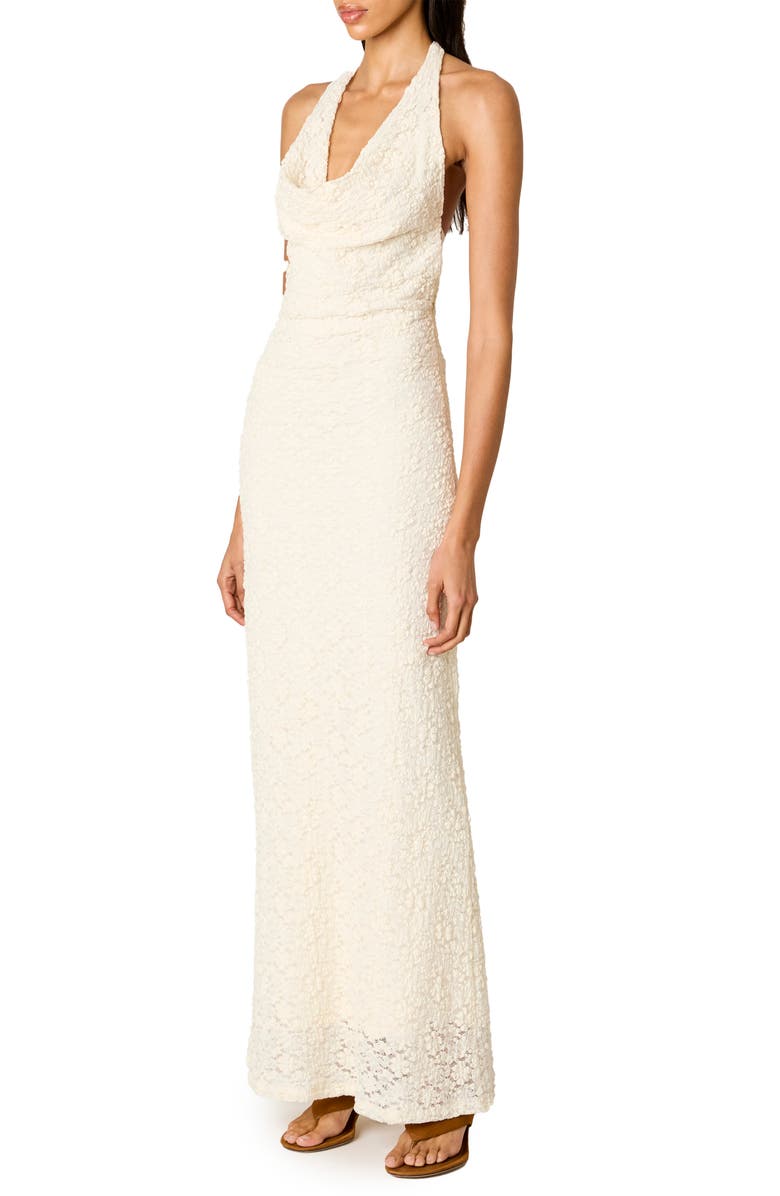 Nia Thalia Lace Halter Maxi Dress, Alternate, color, Ivory