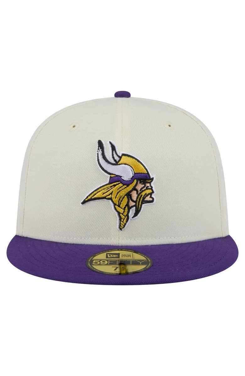 New Era Men's New Era  Cream/Purple Minnesota Vikings Main 59FIFTY Fitted Hat, Alternate, color, 