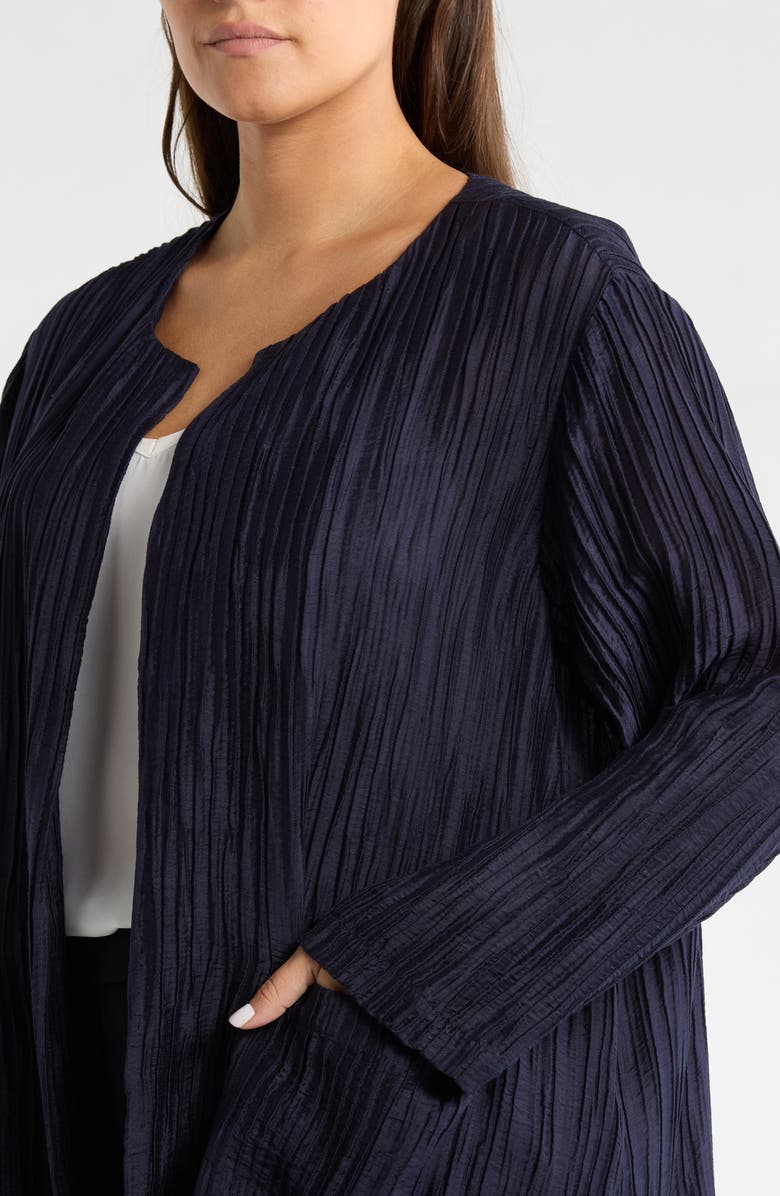 Eileen Fisher Longline Open Front Crinkle Jacket, Alternate, color, Ink