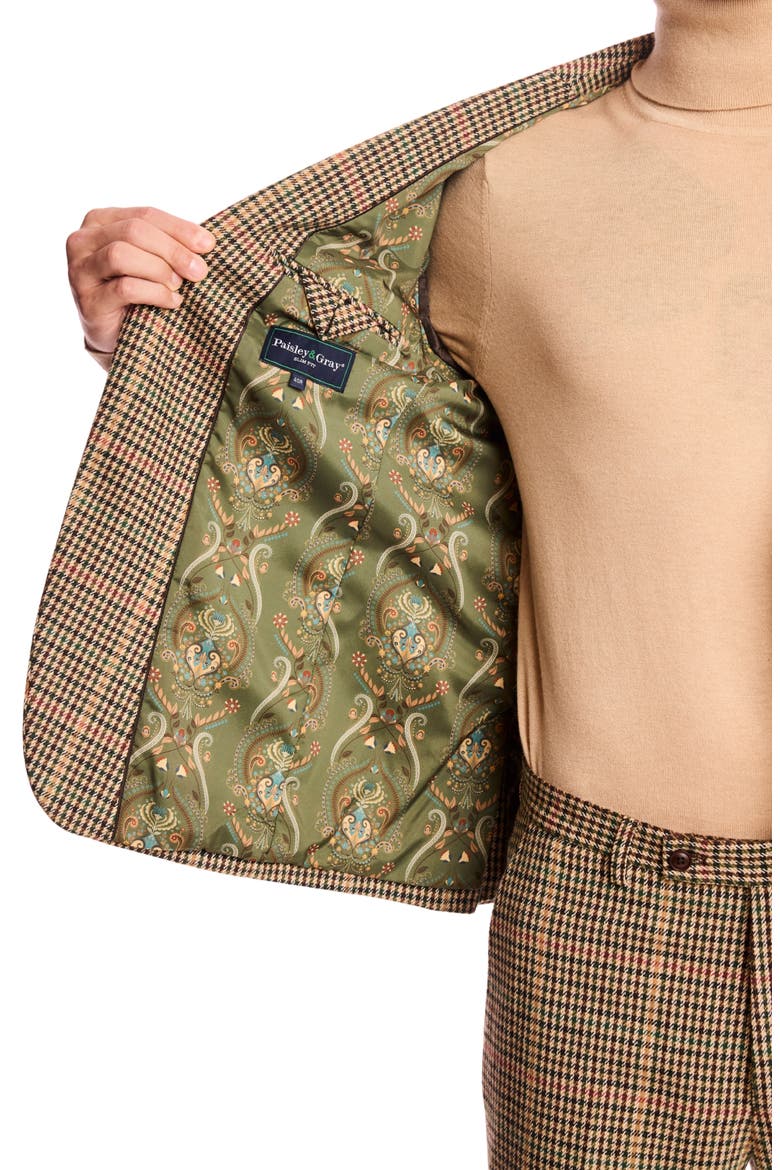 Ashton Slim Fit Houndstooth Plaid Wool Blend Blazer, Alternate, color, GREEN MULTI HOUNDSTOOTH