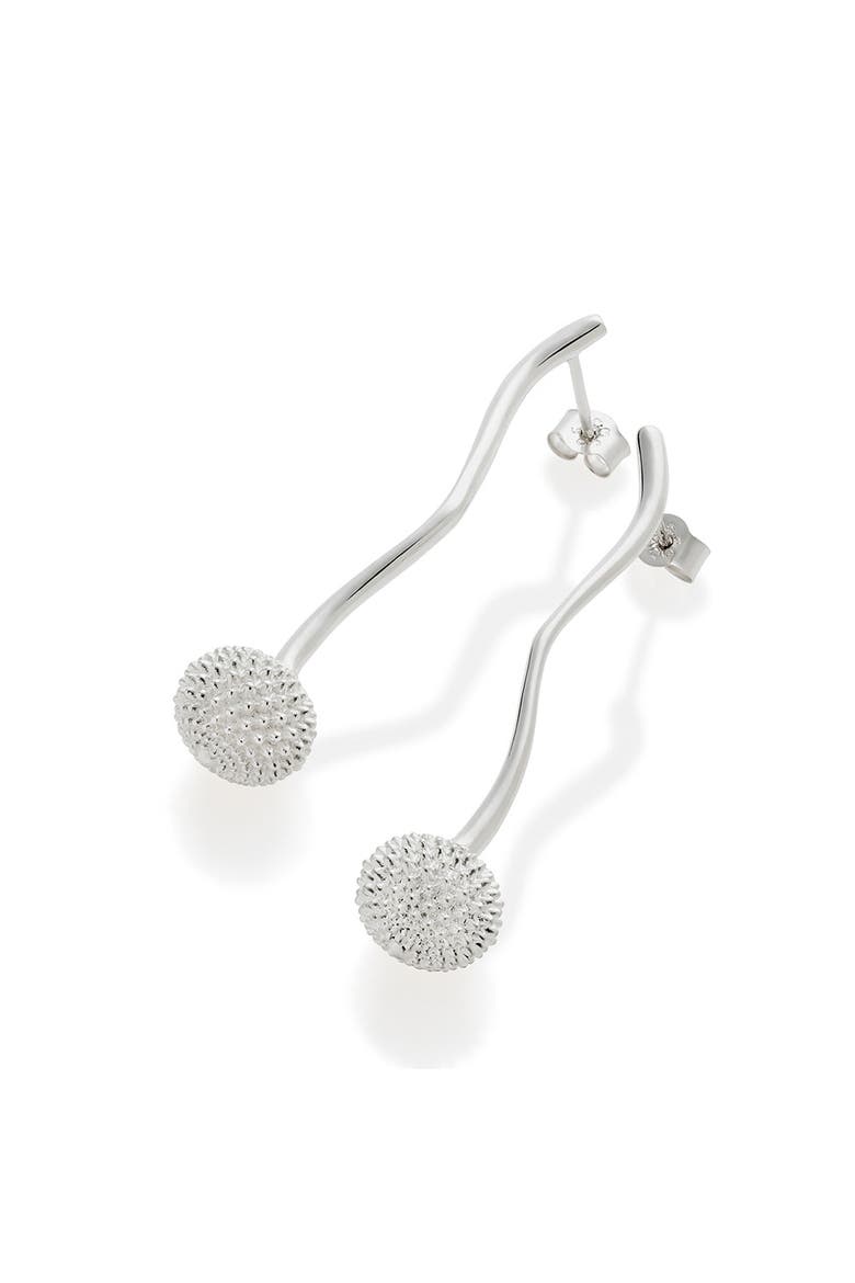 Pom Pom Drop Earrings, Alternate, color, Sterling Silver
