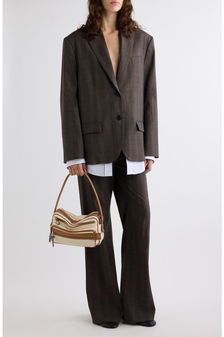 Wide Leg Wool Blend Pants, Alternate, color, BROWN/ BLACK
