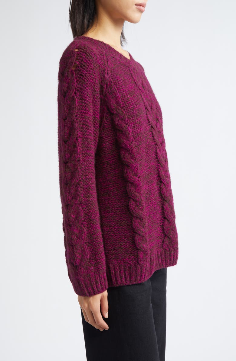 Bode Eiderdown Alpaca Blend Cable Sweater, Alternate, color, Maroon