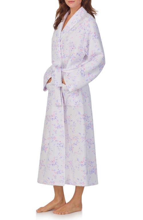 Eileen West Floral Quilted Cotton Ballet Robe In White Lilac