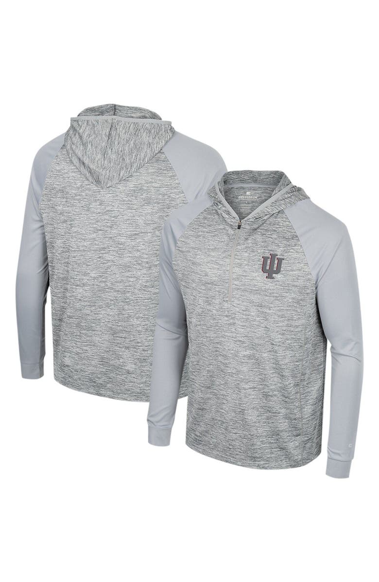 COLOSSEUM Men's Colosseum Gray Indiana Hoosiers Cybernetic Raglan Quarter-Zip Hooded Top, Main, color, 