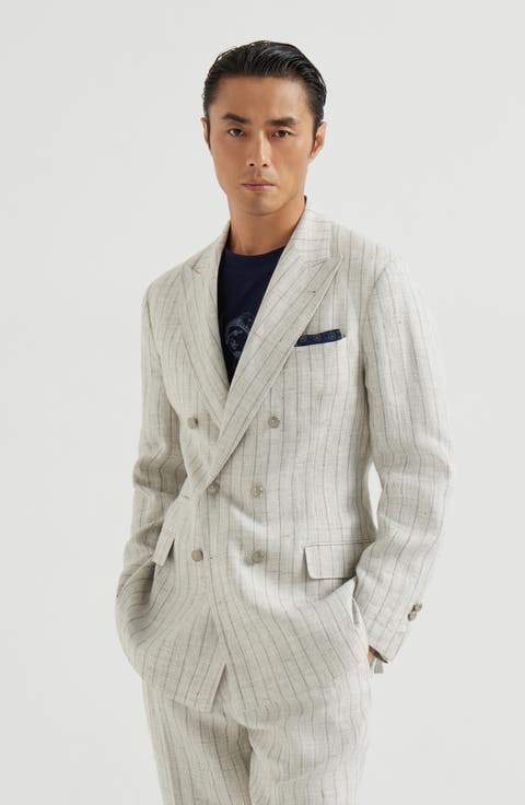 Chalk stripe twill blazer