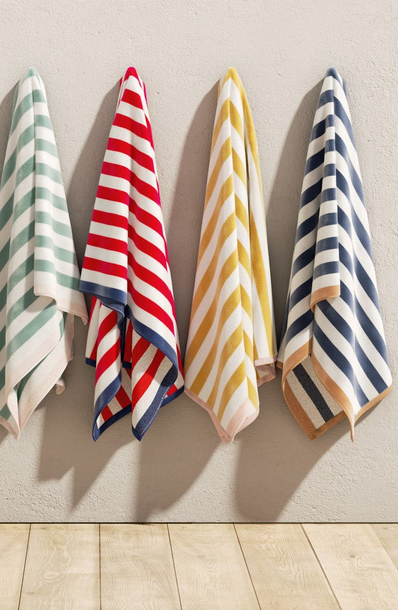 Woven & Weft Stripe Oversize Beach Towel, Alternate, color, Red / Navy