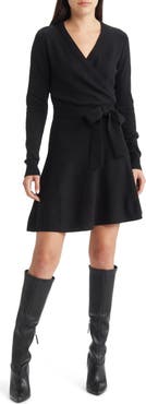 French Connection Long Sleeve Faux Wrap Sweater Dress