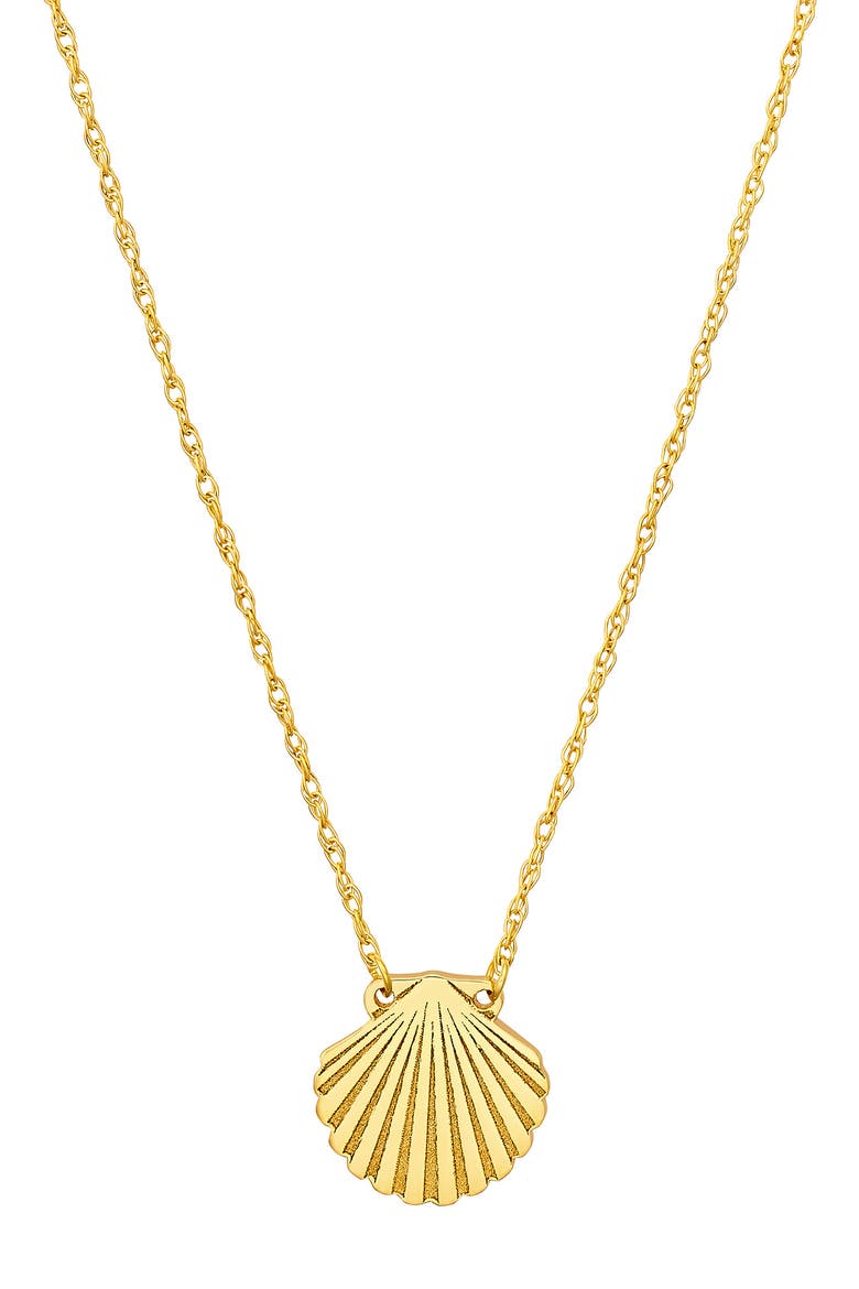 Mini Sculpted Shell Pendant Necklace, Main, color, YELLOW GOLD