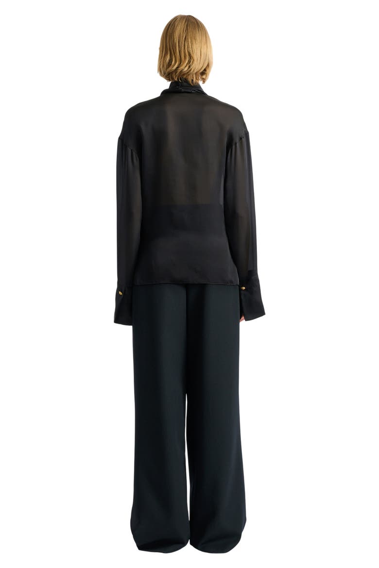 Silk shirt with tie collar, Alternate, color, black