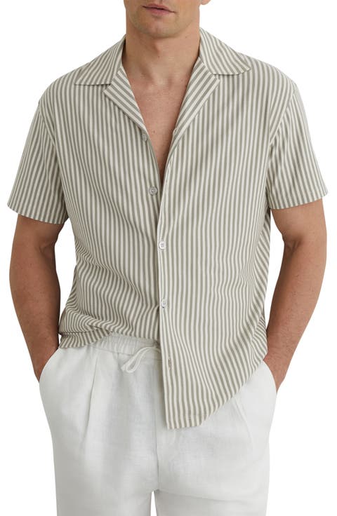 Aurelia Stripe Cotton Blend Camp Shirt