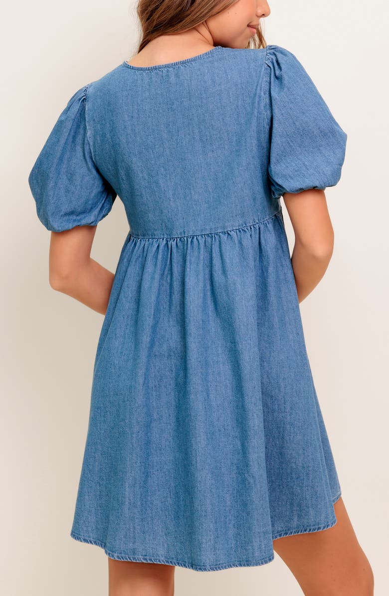 FLYING TOMATO Denim Minidress, Alternate, color, Medium Indigo