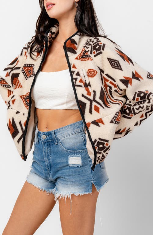 Beivy Print Fleece Jacket In Brown