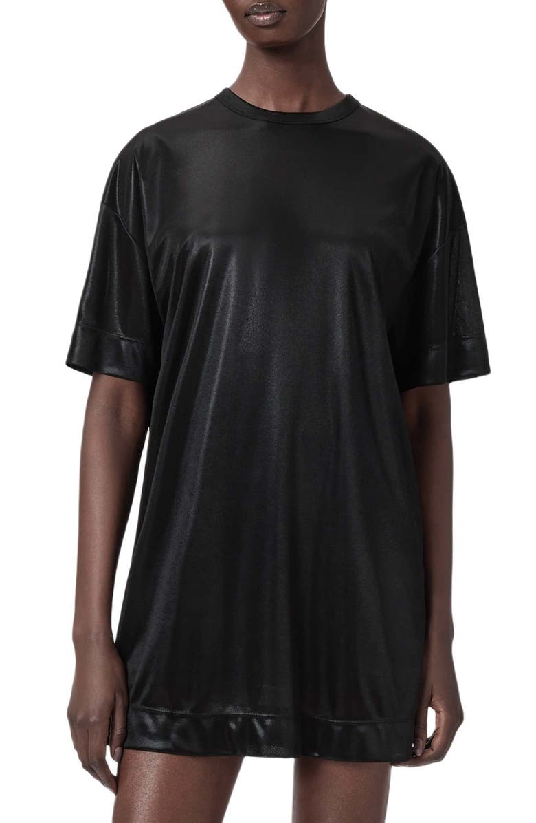 AllSaints Sparkle T-Shirt Minidress, Alternate, color, Black