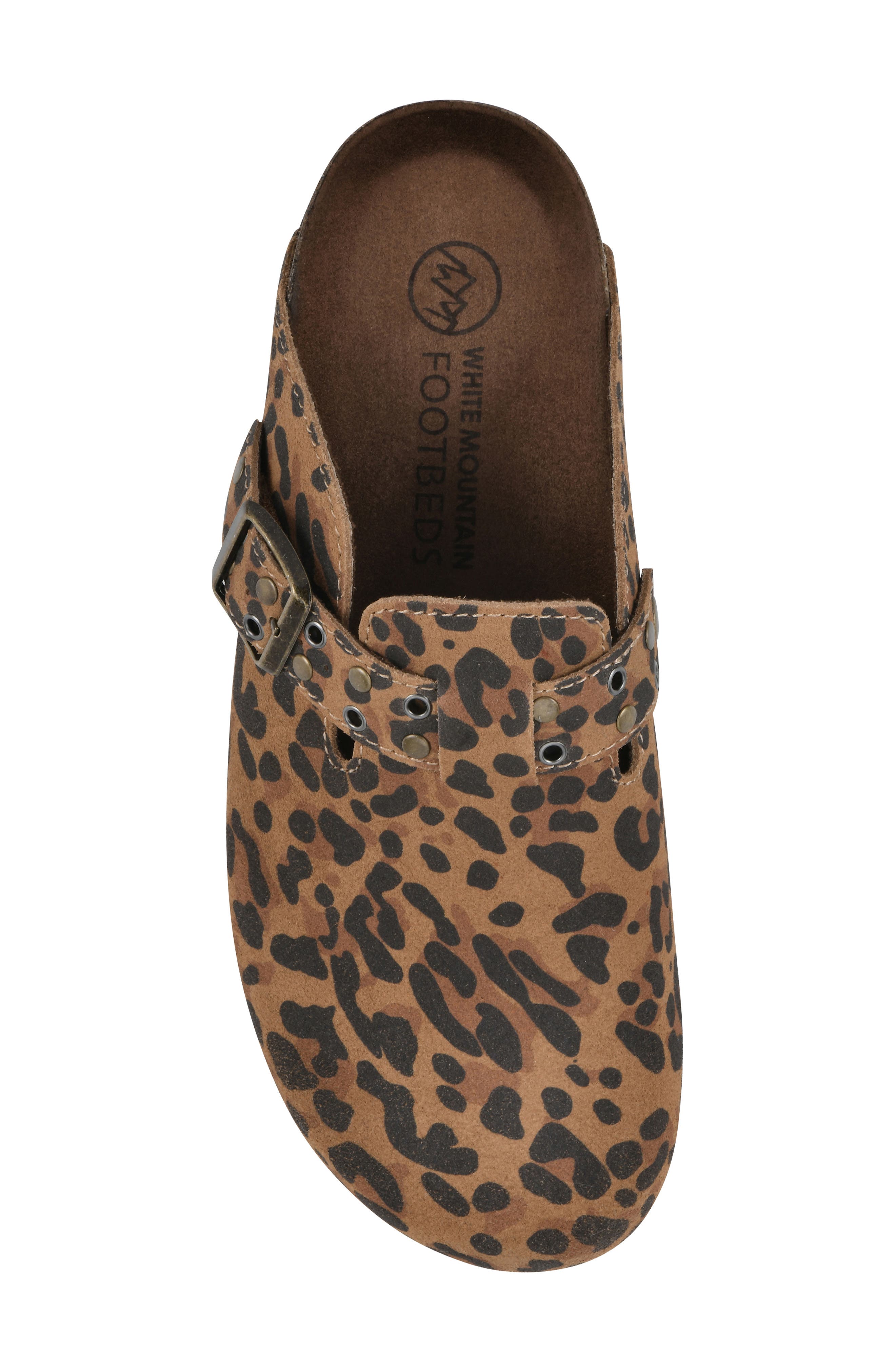 White Mountain Footwear Benben Clog, Alternate, color, Brown/ Leopard/ Suede